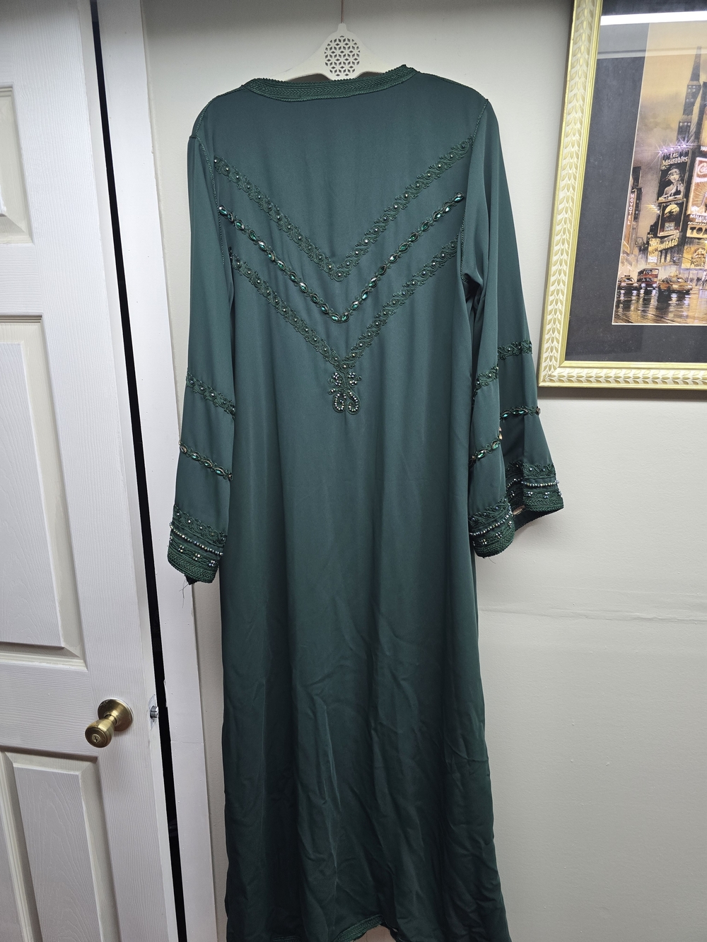 Embroidered Emerald Green Women's Long Dress - Picture 5 of 5